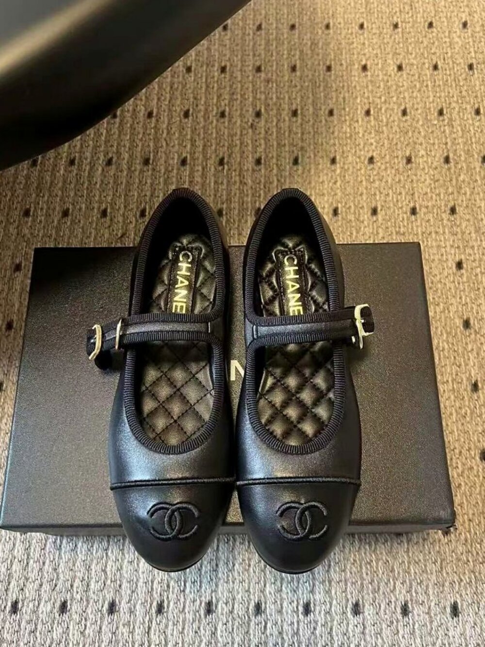 CHANEL black Mary Jane flat shoes